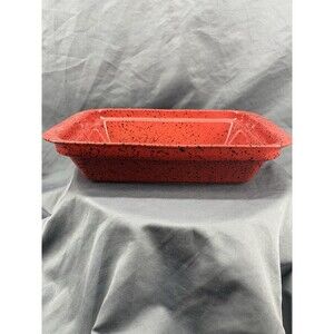 Vintage Stoneware Red Black Casserole Dish